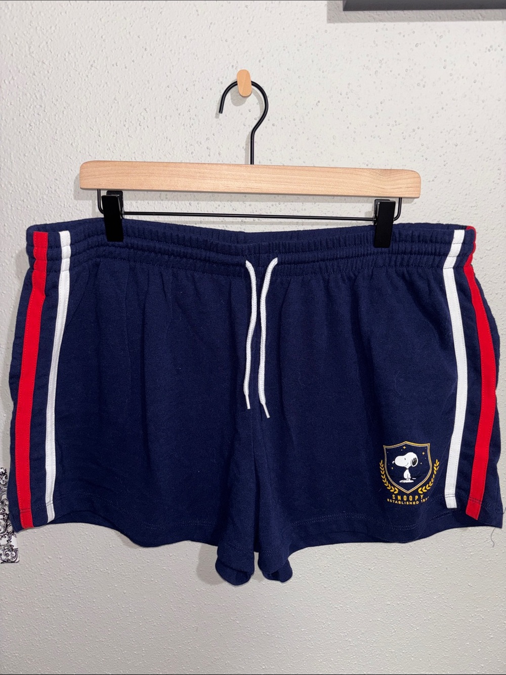 Peanuts - Navy Athletic Shorts with Red & White Side Stripes (size XXL)